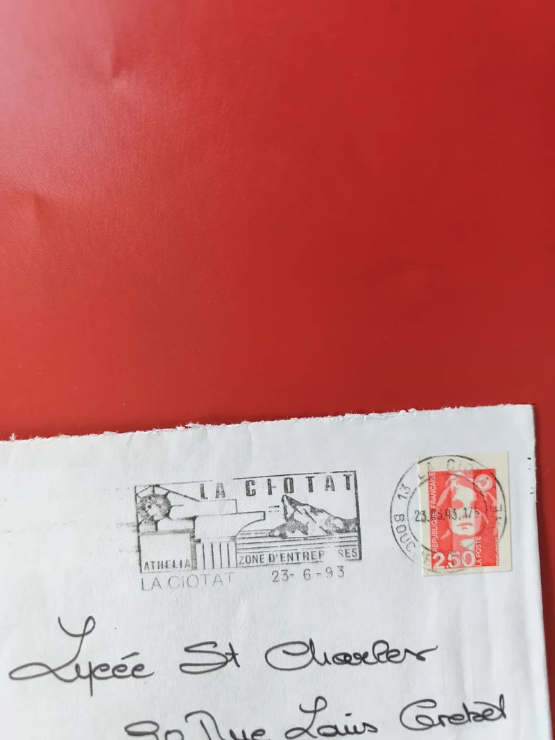 Enveloppe philatélie La Ciotat avec timbre Marianne rouge 2,50F oblitérée