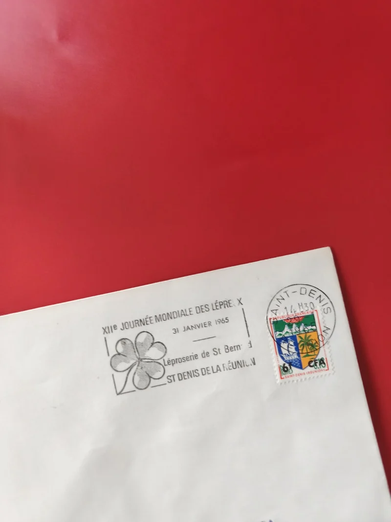 Enveloppe philatélie oblitérée St Denis La Réunion 1965 timbre coloré