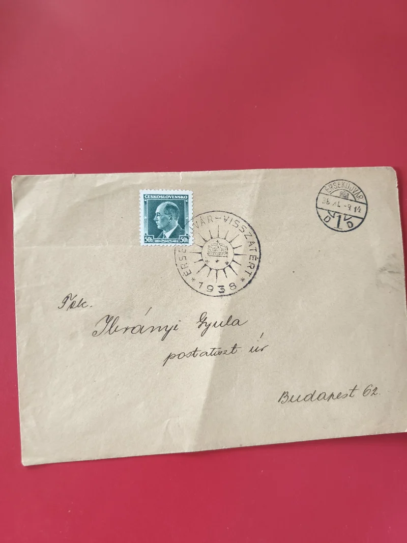 Enveloppe philatélie affranchie timbre Tchécoslovaquie 50h, cachet visible