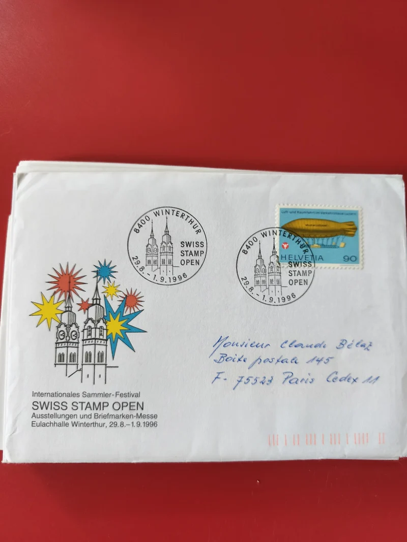 Enveloppe philatélie Swiss Stamp Open 1996 avec timbre suisse et cachets Wintert