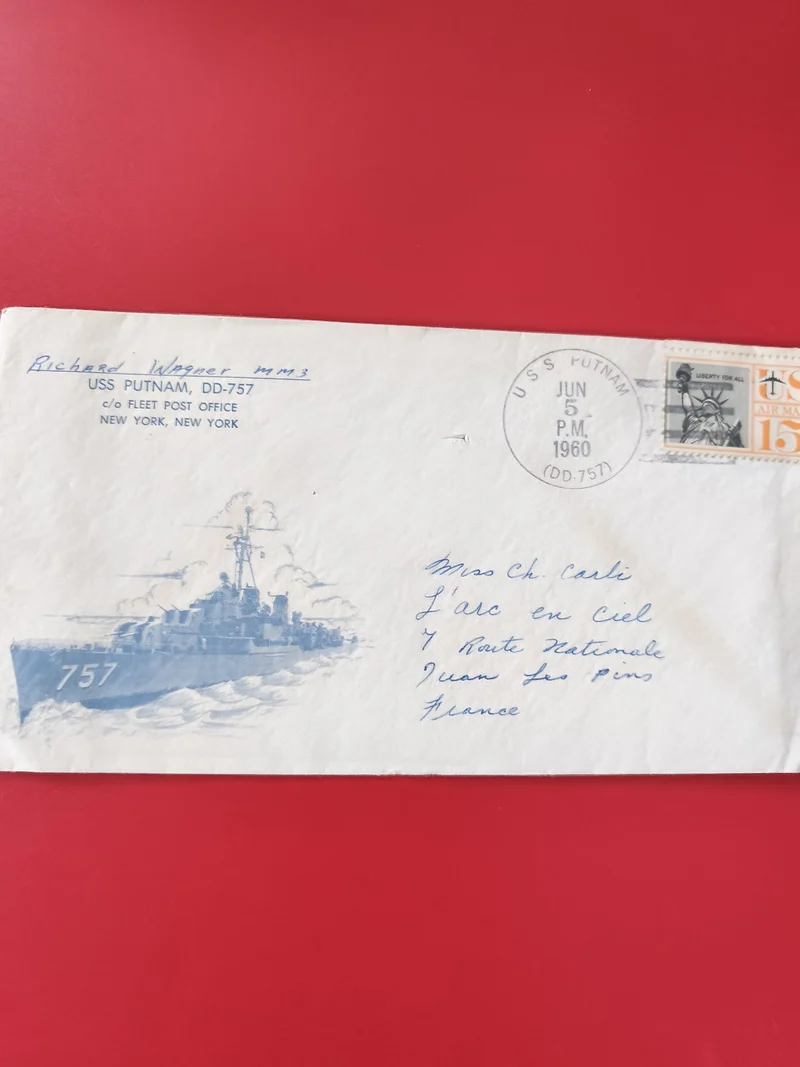 Enveloppe philatélie USS Putnam DD-757 timbrée 1960 cachet USA marine