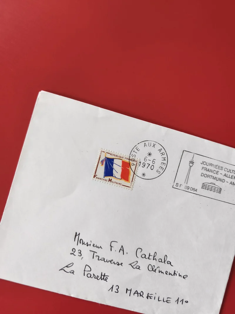 Enveloppe philatélie oblitérée France, timbre Franchise Militaire drapeau
