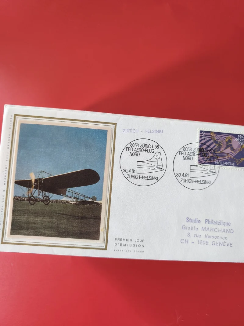 Enveloppe philatélie Zurich-Helsinki avion illustré 1981 premier jour