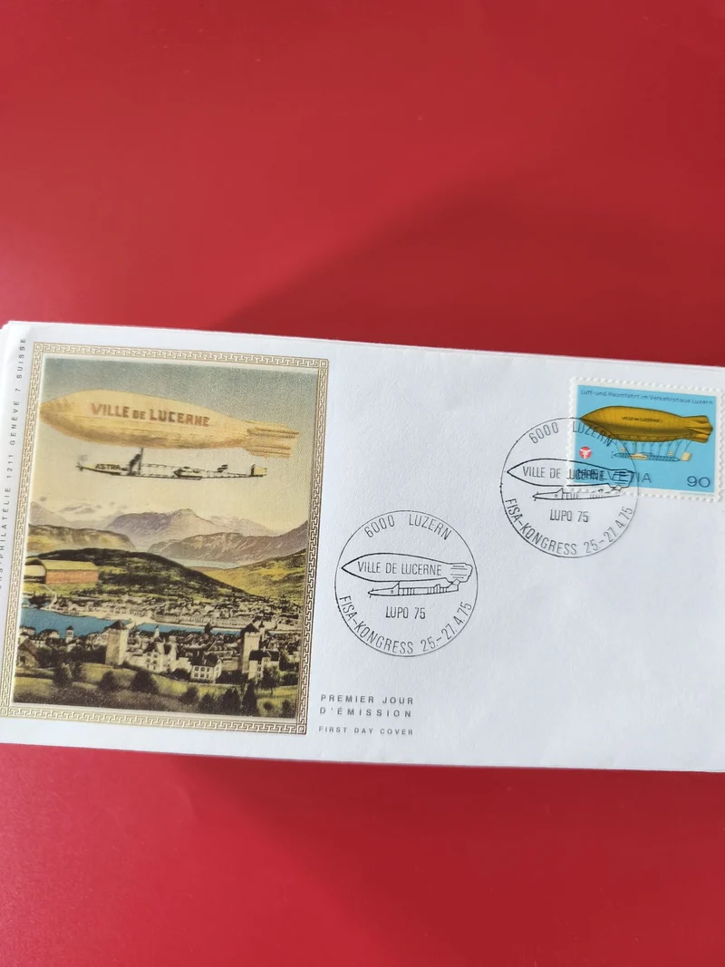 Enveloppe philatélie Lucerne Zeppelin Premier Jour d?Émission FDC Suisse