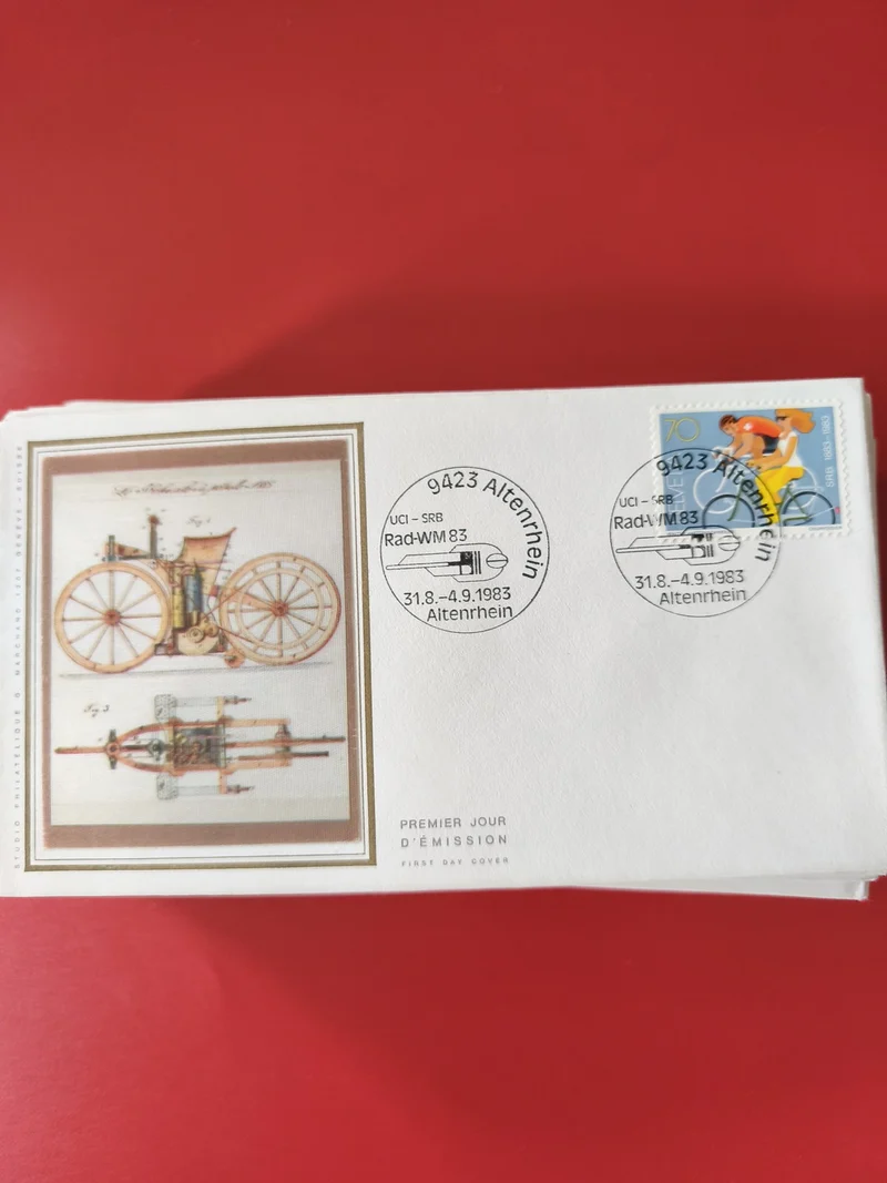 Enveloppe philatélie premier jour vélo Rad-WM 83 Altenrhein 1983 timbre sport