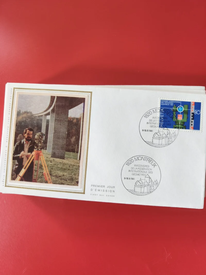 Enveloppe philatélie Premier Jour Montreux 1981 géomètres timbre 0,80 CHF