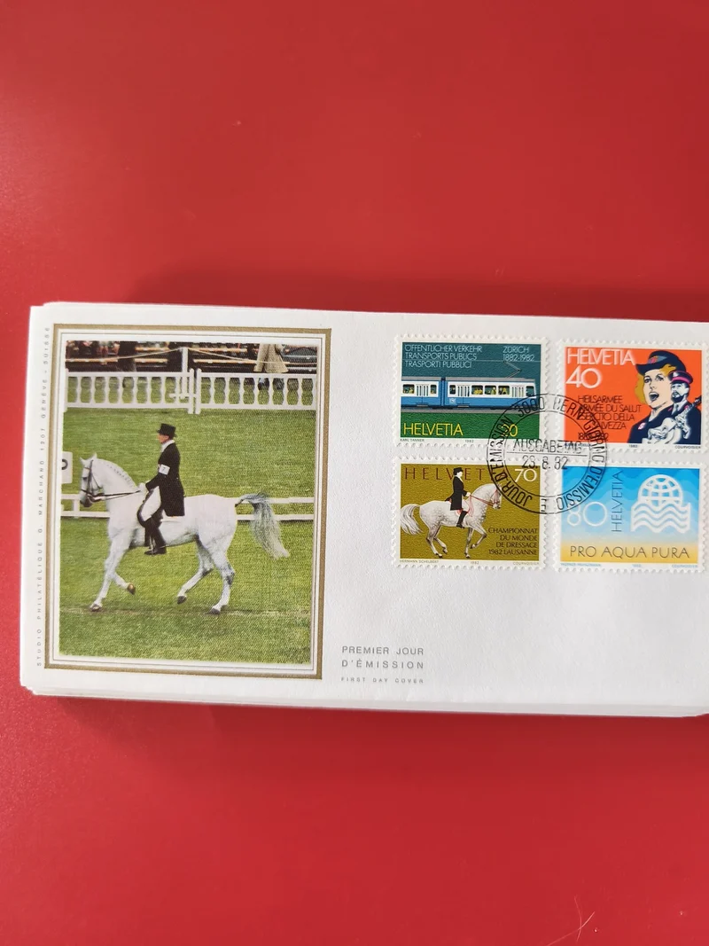 Enveloppe philatélie suisse premier jour dressage Lausanne timbres illustrés