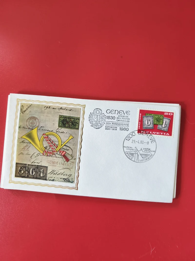 Enveloppe philatélie Genève 1980 timbre suisse commémoratif cachet postal