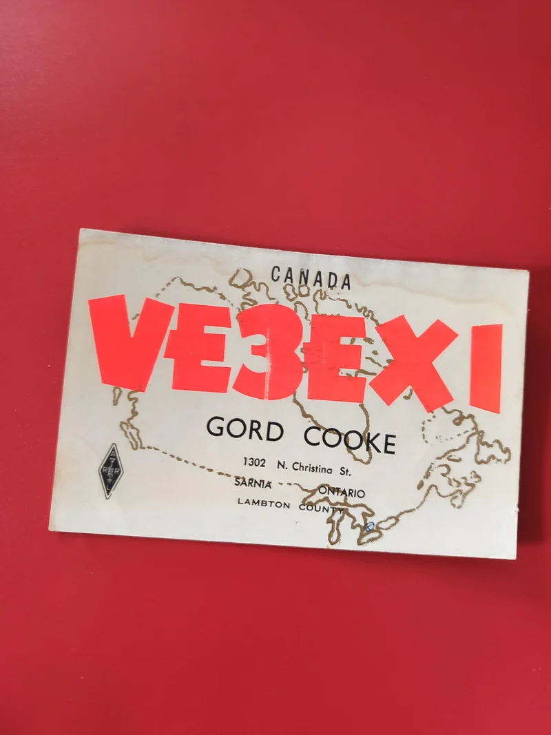 Carte radio VE3EXI Canada Sarnia Ontario avec carte géographique et inscription