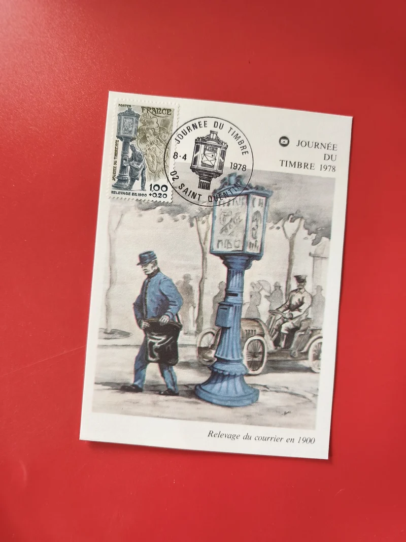 Carte postale philatélie Journée du Timbre 1978 oblitérée illustration facteur