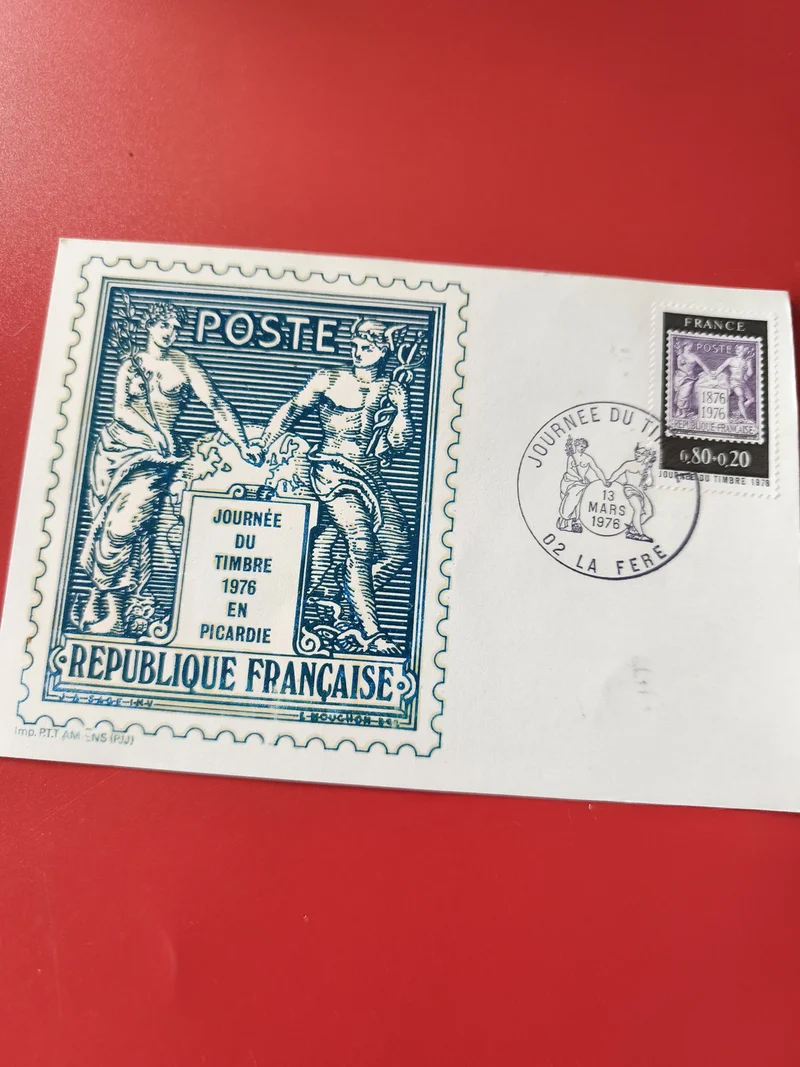 Carte postale philatélie Journée du Timbre 1976 Picardie oblitérée France