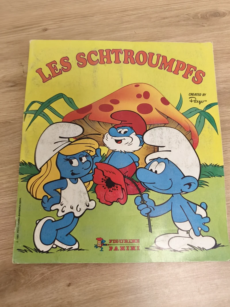 Vintage album Panini Les Schtroumpfs incomplet, couverture colorée, collection