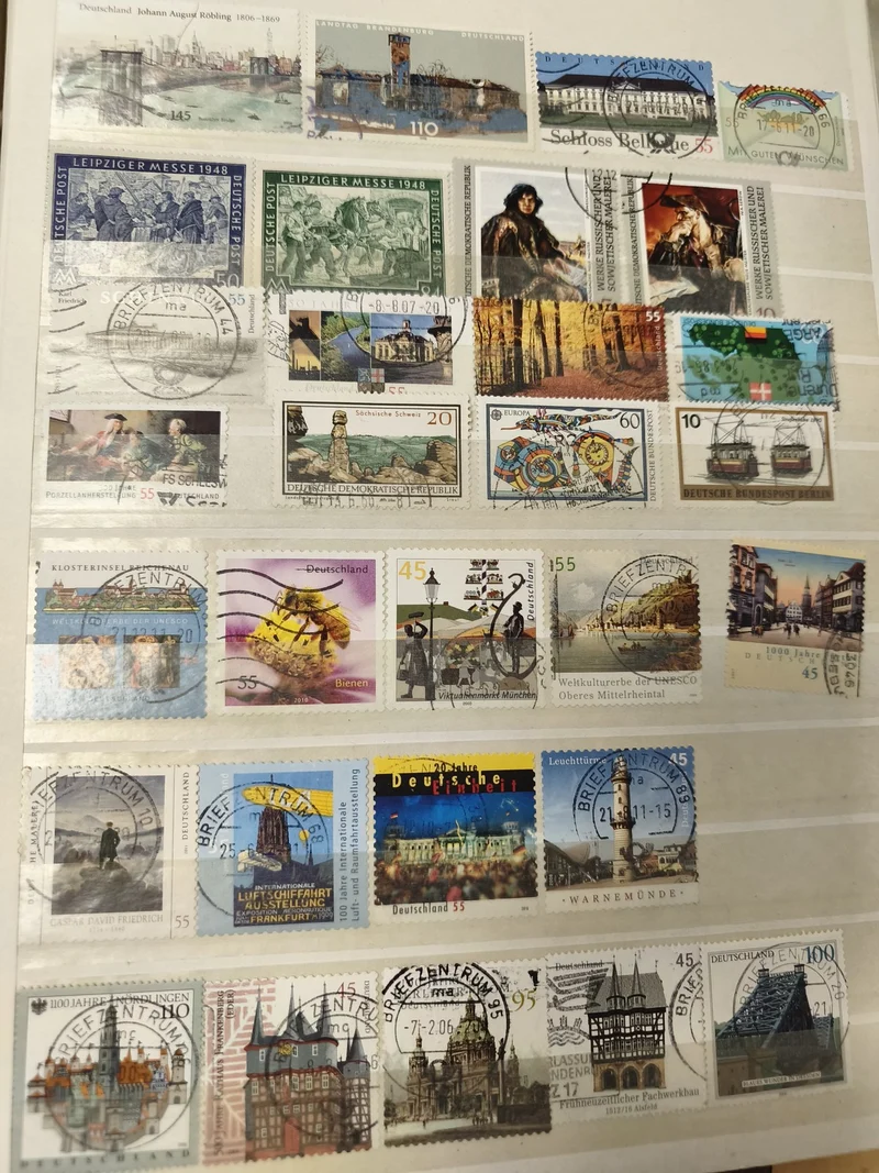 Lot de timbres d?occasion Allemagne, motifs variés, oblitérés, couleurs multiple