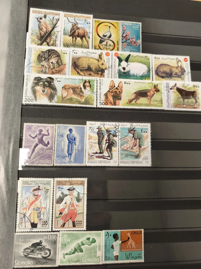 Lot de timbres Somali Republic animaux, personnages, sports, couleurs variées