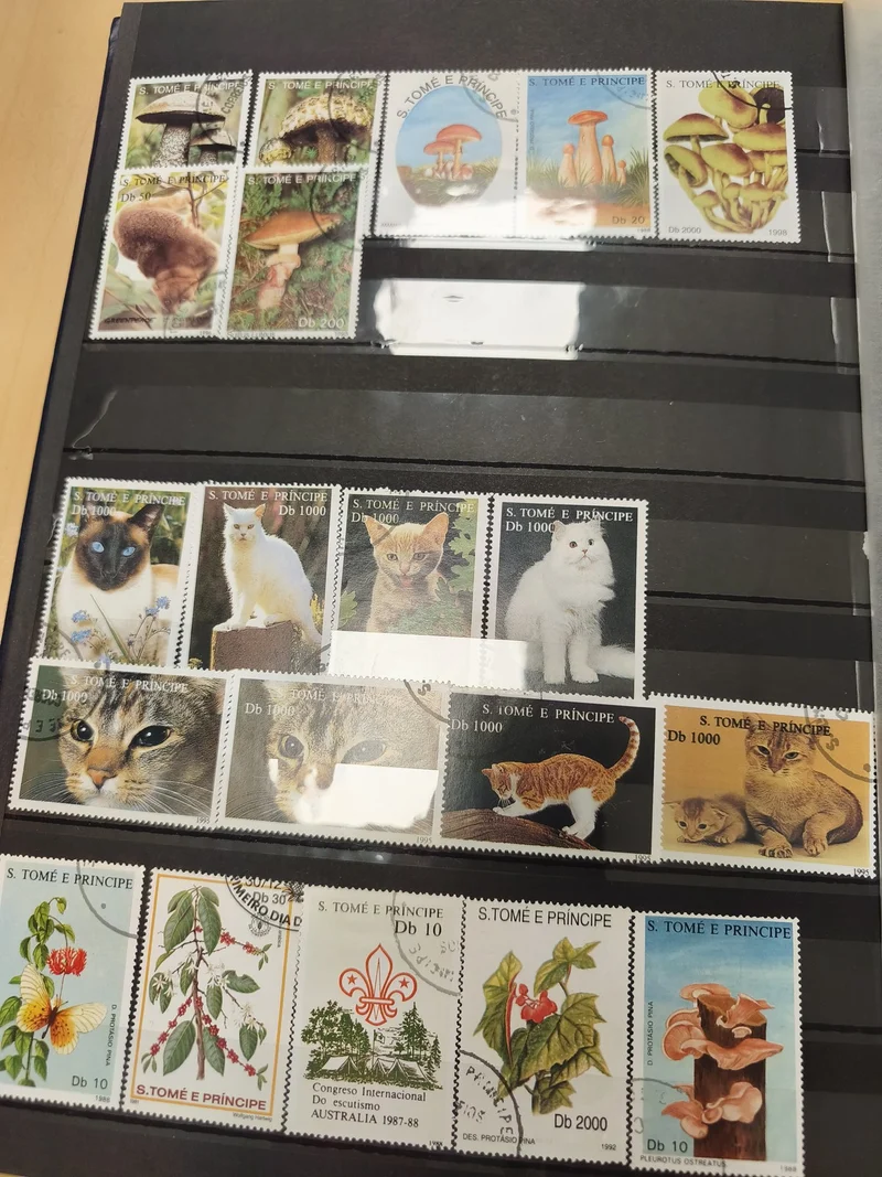 Lot de timbres S. Tomé e Príncipe thématiques animaux, champignons et plantes
