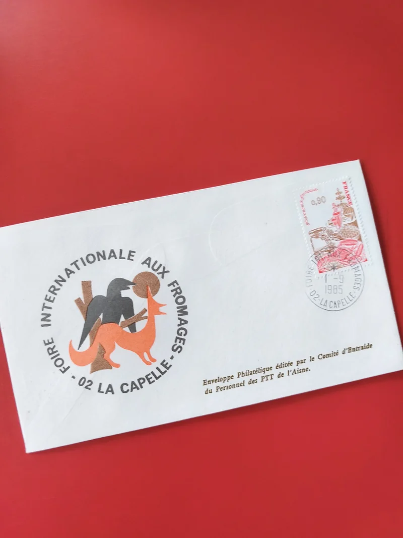 Enveloppe philatélie Foire Internationale aux Fromages La Capelle 02 timbre 1985
