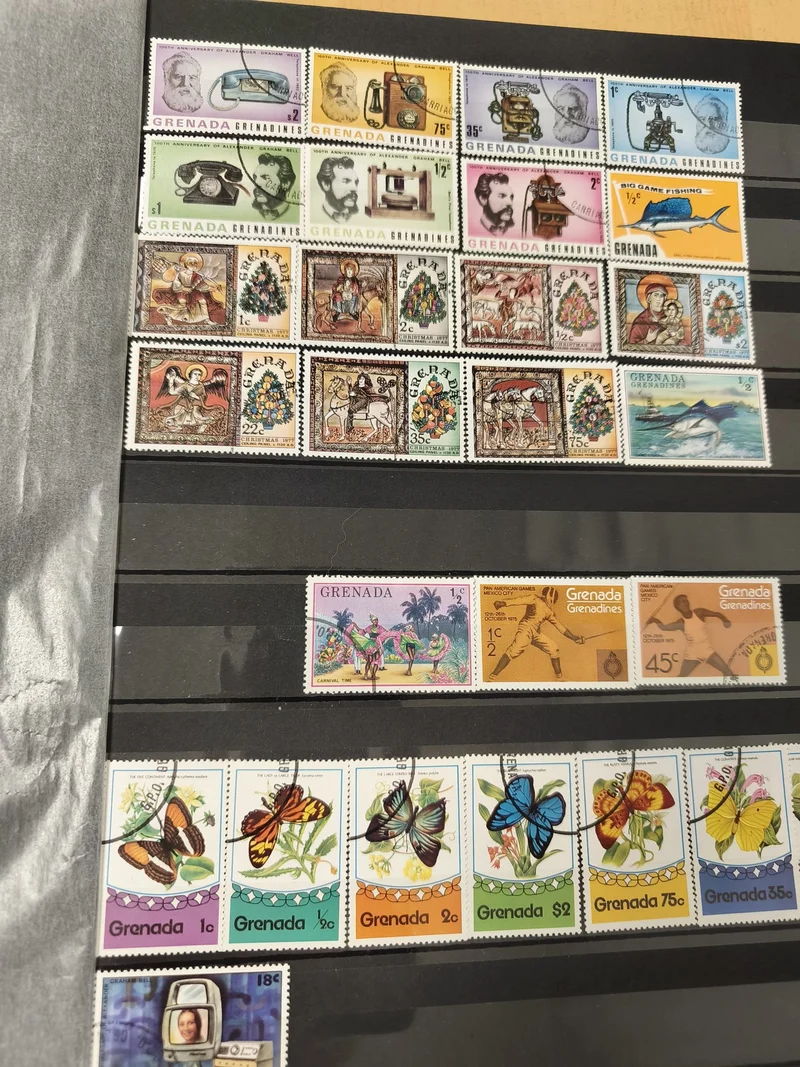 Lot timbres Grenada Grenadines thématiques animaux, Noël, sport, papillons, usag