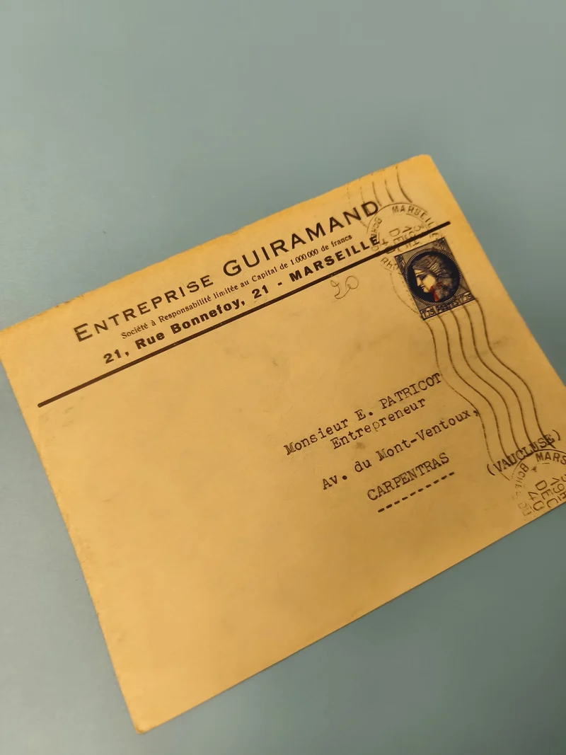 Ancienne enveloppe philatélie Marseille timbre Marianne entreprise Guiramand