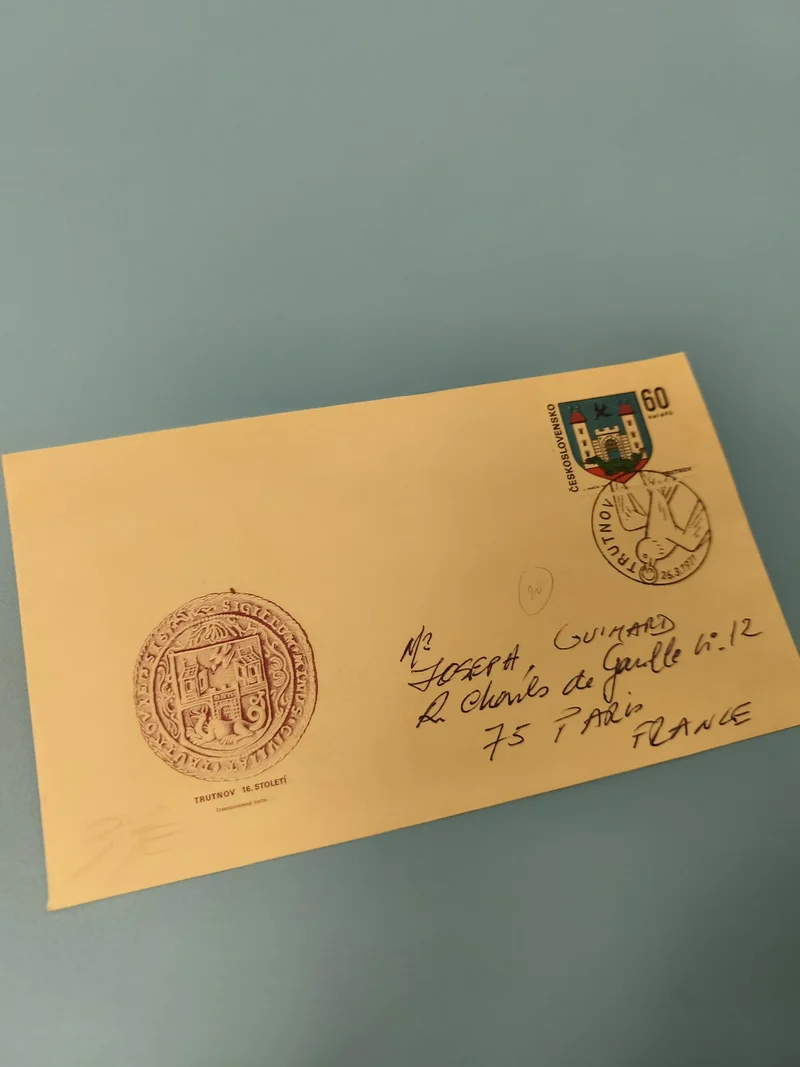Ancienne enveloppe philatélie cachet Trutnov Tchécoslovaquie collection