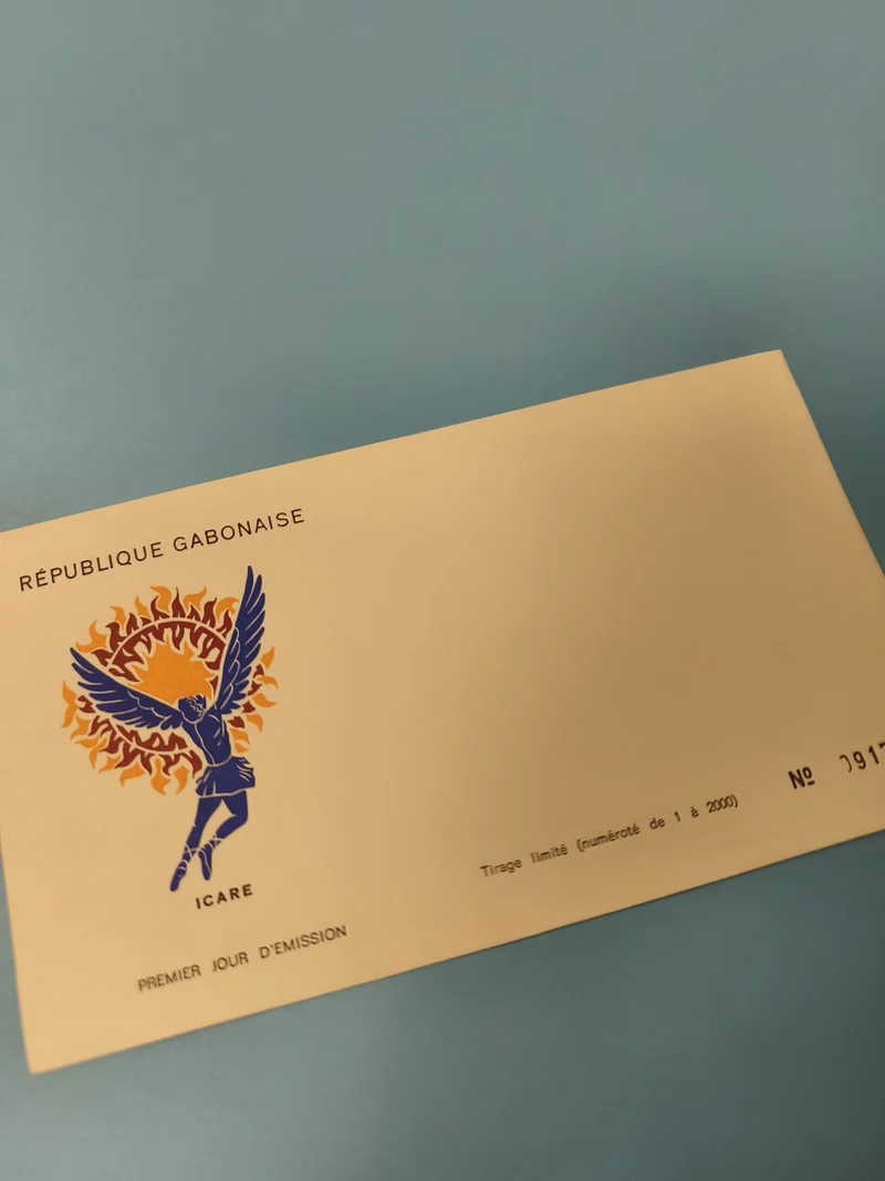Ancienne enveloppe premier jour Icare Gabon, tirage limité philatélie collection
