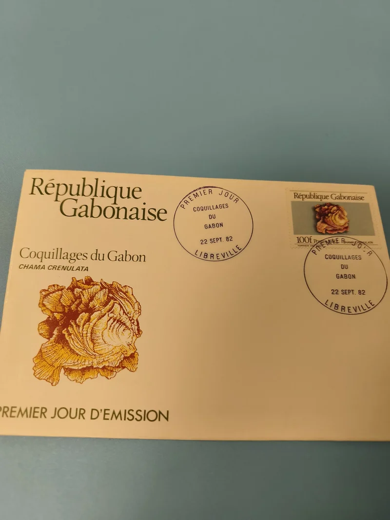 Enveloppe ancienne Premier Jour Gabon 1982 coquillage Chama Crenulata philatélie