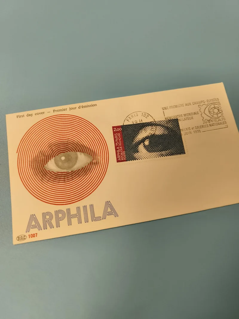Ancienne enveloppe Premier Jour ARPHILA 1975 ?il timbre Paris philatélie