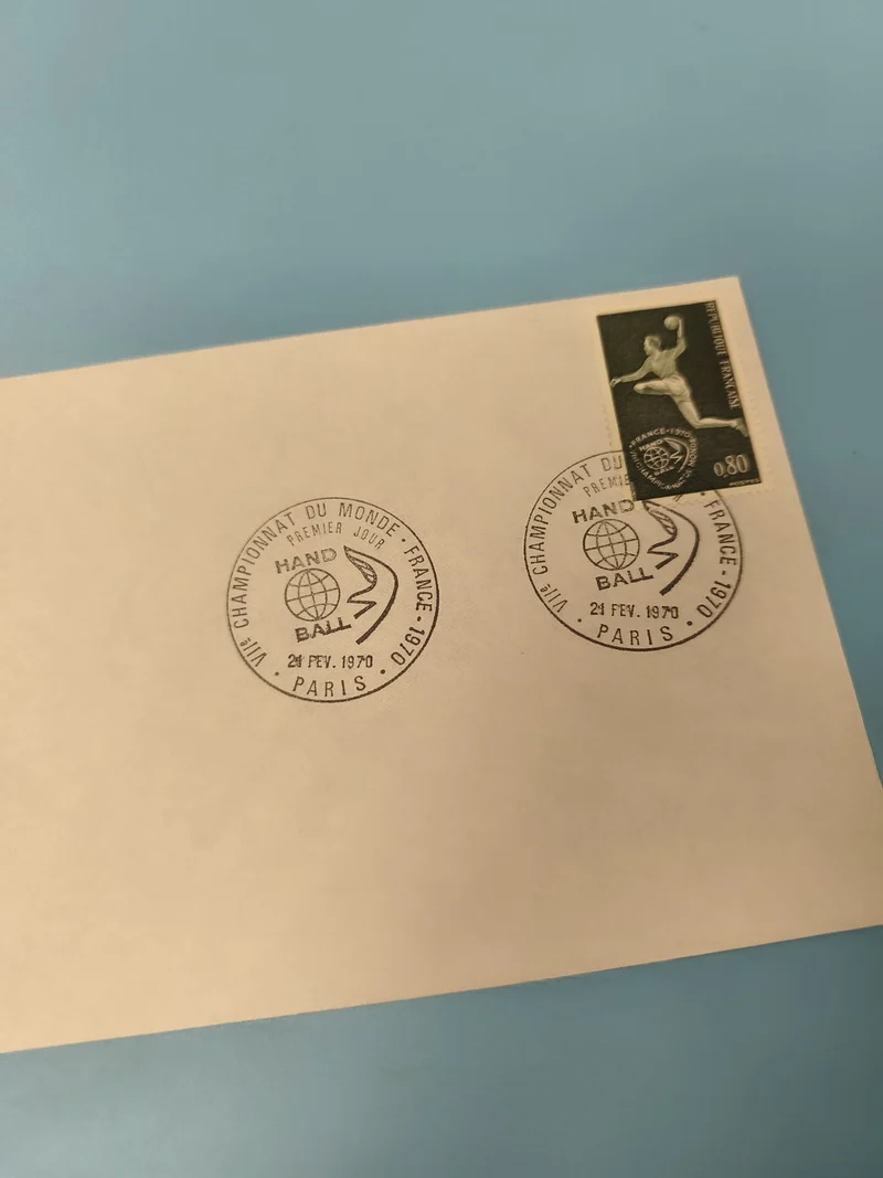 Ancienne enveloppe philatélie 1er jour Handball Paris 1970 vintage sport