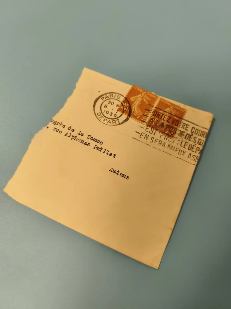 Ancienne enveloppe philatélie Paris 1930 timbres orange collection vintage