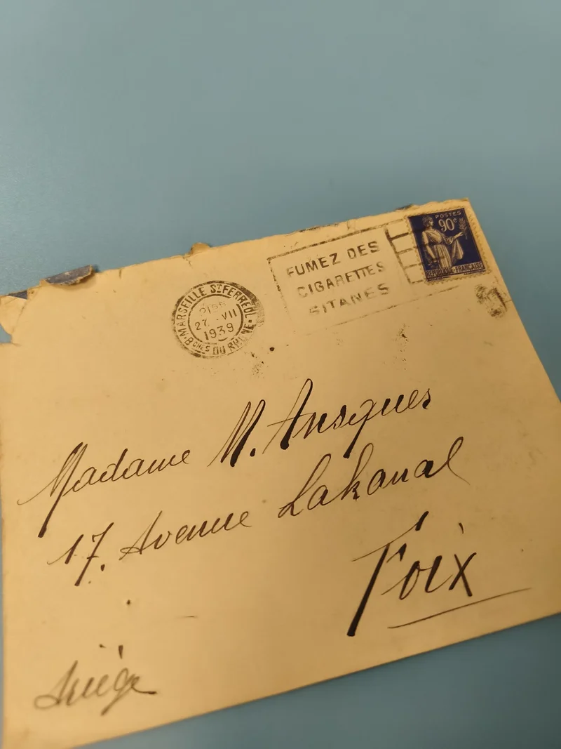 Ancienne enveloppe philatélie 1939 timbre Marianne bleue cachet Marseille