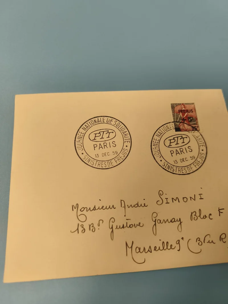 Ancienne enveloppe philatélie Paris 1959 timbre oblitéré collection vintage
