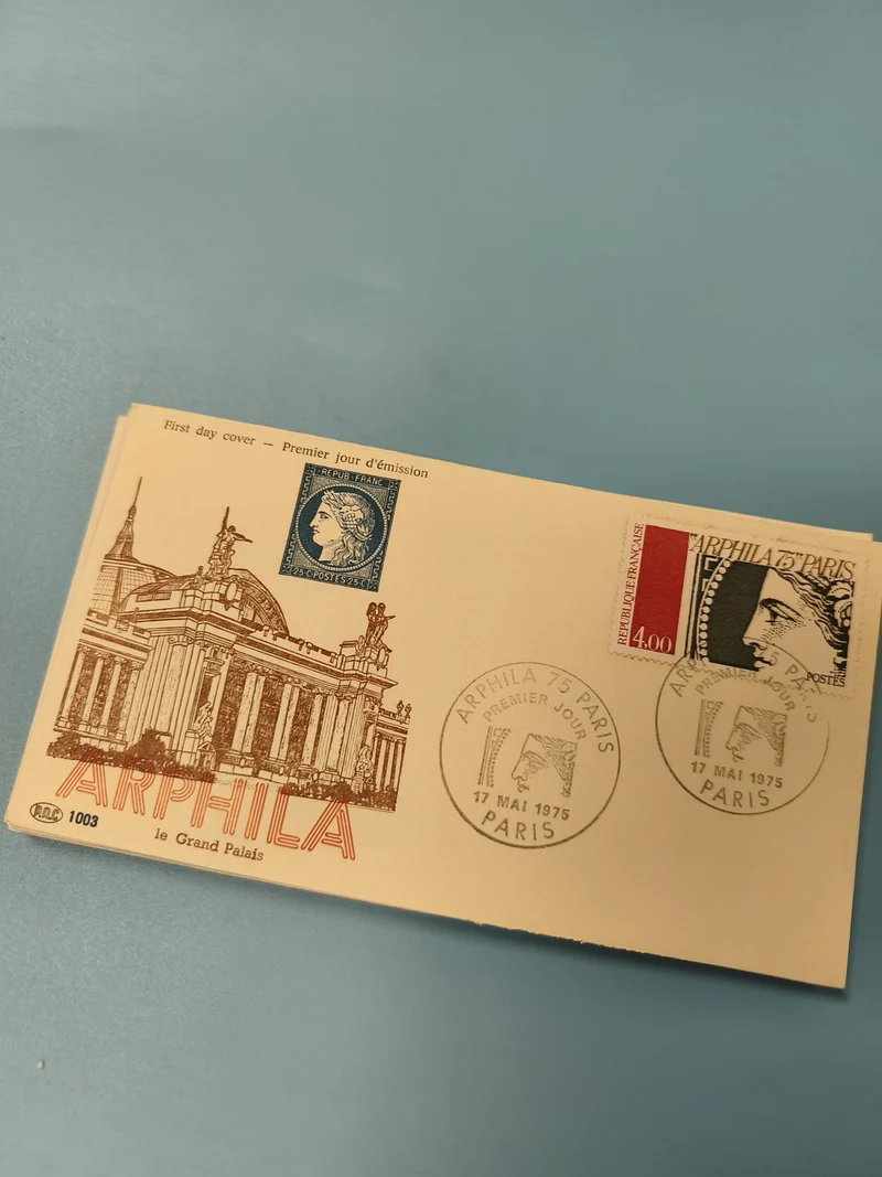 Ancienne enveloppe premier jour ARPHILA 1975 Grand Palais Paris philatélie