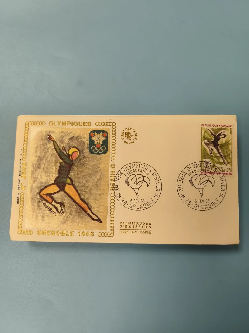 Enveloppe ancienne philatélie Grenoble 1968 Jeux Olympiques hiver FDC