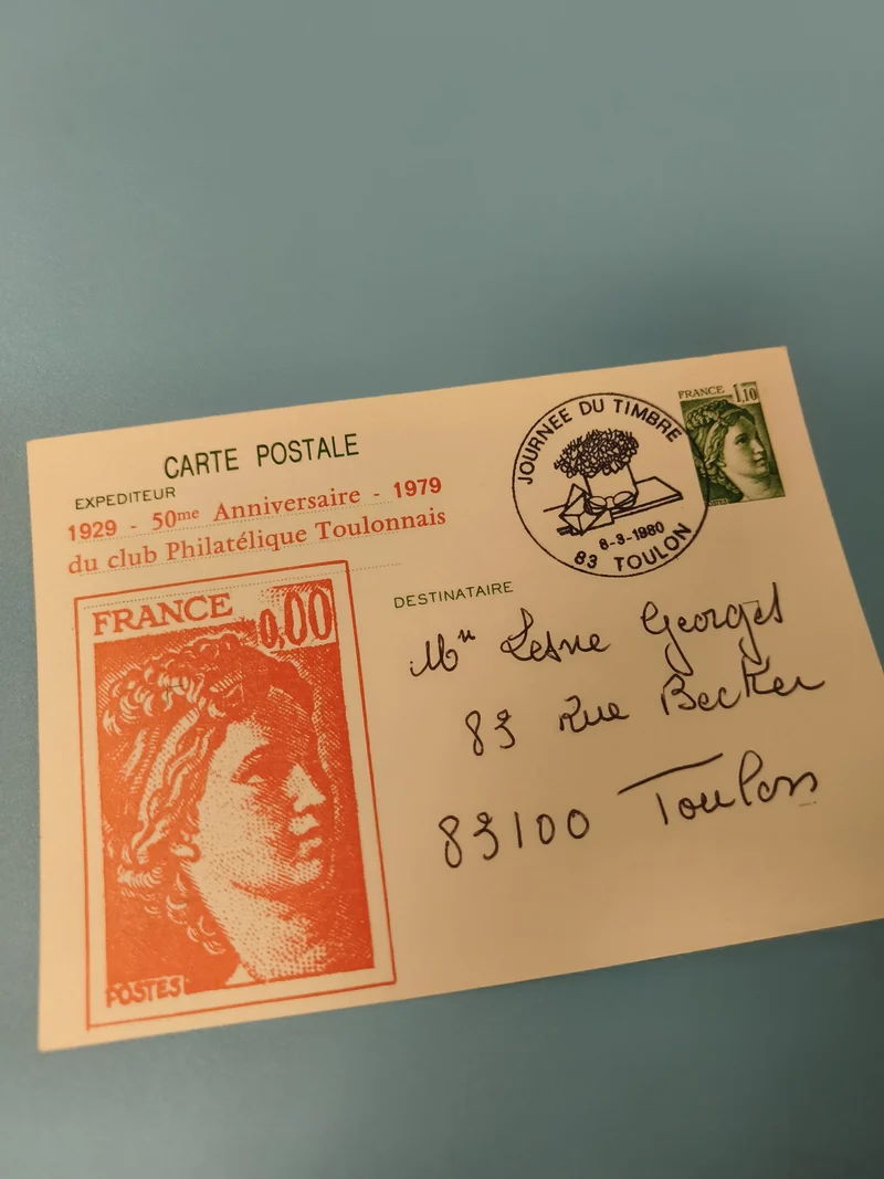 Ancienne enveloppe philatélie 1979 Club Toulonnais, oblitération 1980
