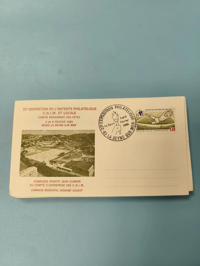 Ancienne enveloppe philatélie expo 1983 football La Seyne-sur-Mer vintage