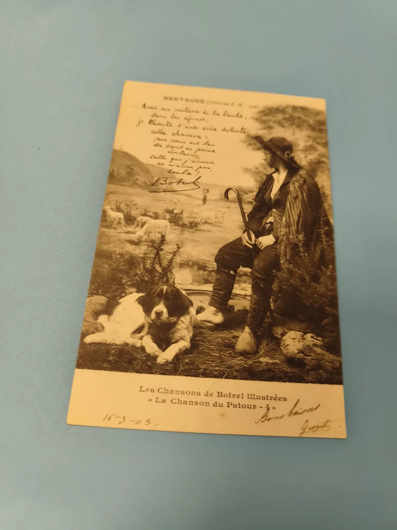 Carte postale ancienne Bretagne Chanson du Patou Botrel berger chien illustrée