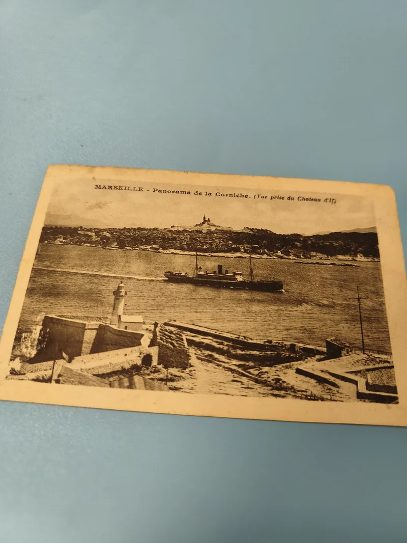 Carte postale ancienne Marseille Corniche panorama vue Château d?If vintage
