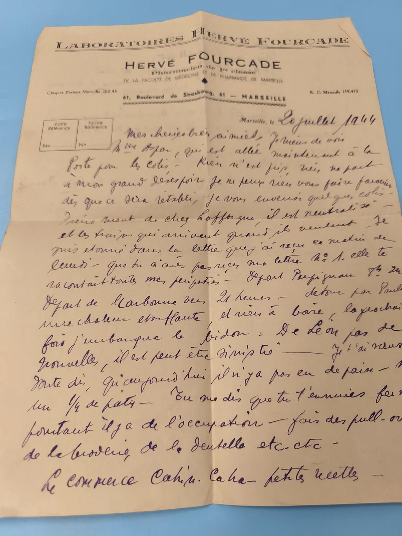 Ancienne lettre manuscrite 1964 en-tête Laboratoires Hervé Fourcade Marseille