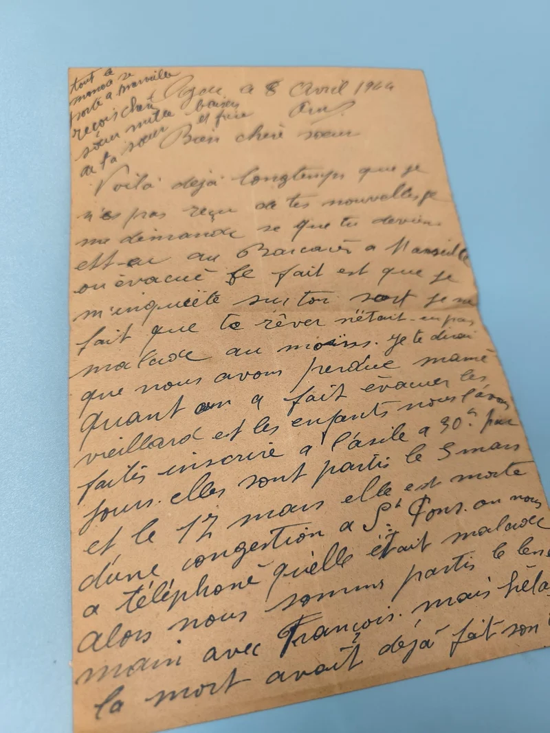 Ancienne lettre manuscrite datée 1946, écriture cursive, vintage collection