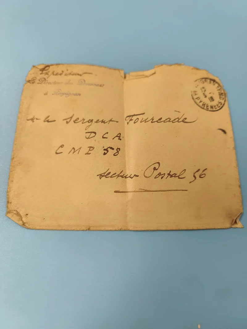 Ancienne enveloppe philatélie militaire DCA Secteur Postal 56 manuscrite