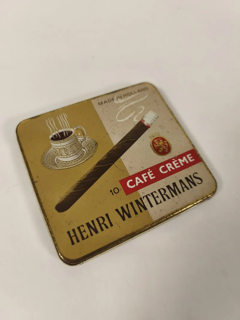 Ancienne boîte publicitaire métal Henri Wintermans Café Crème cigare vintage