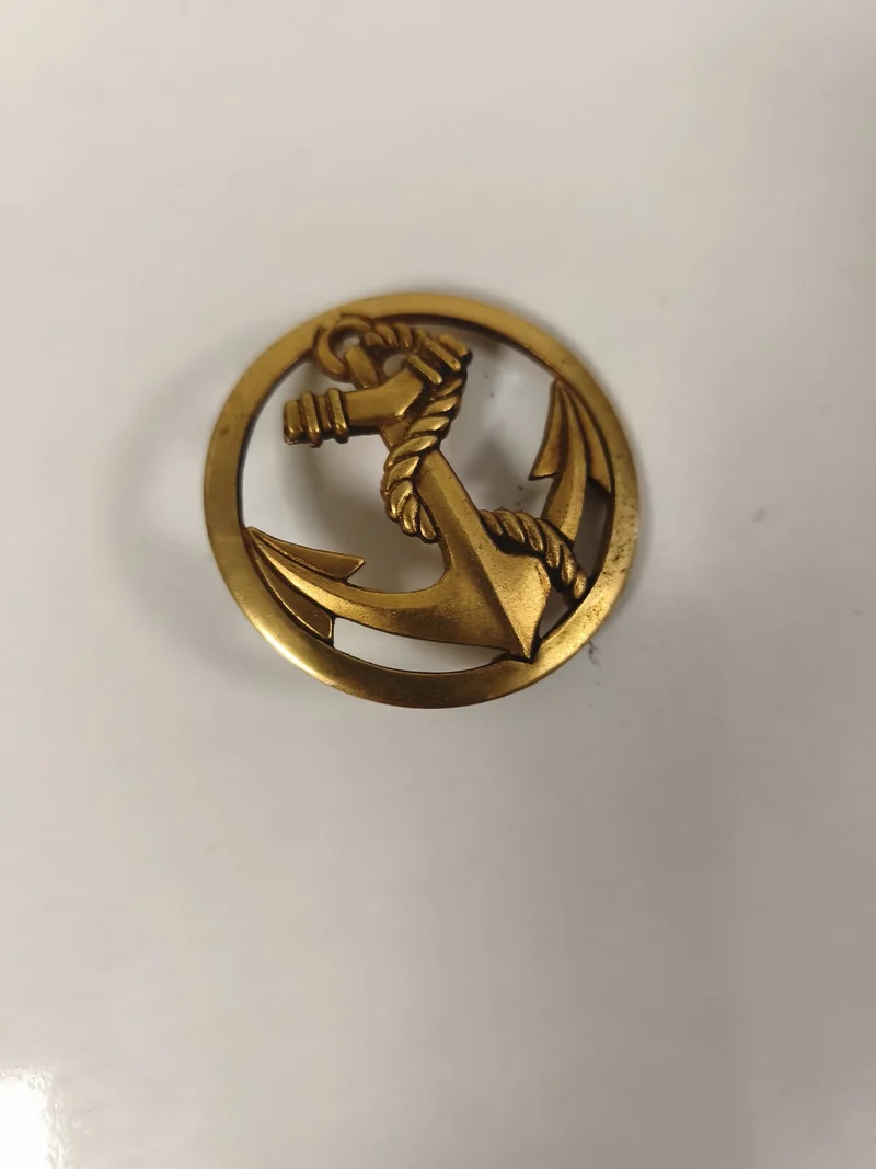 Ancien insigne troupe coloniale, ancre dorée, badge béret militaire collection