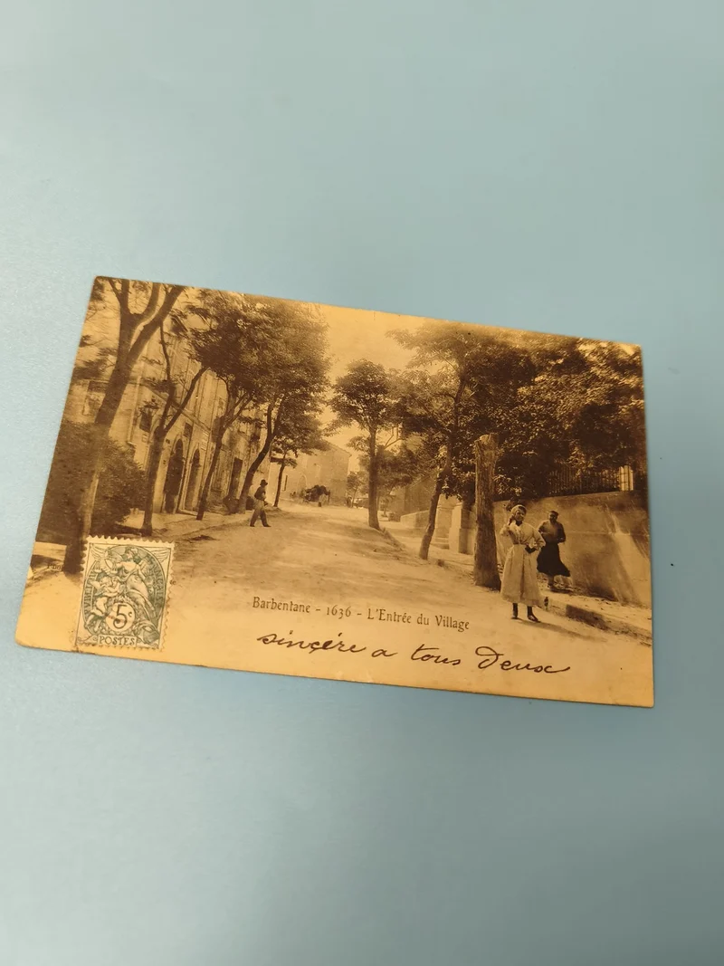 Carte postale ancienne Barbençane Entrée du Village CPA timbre 5c vintage