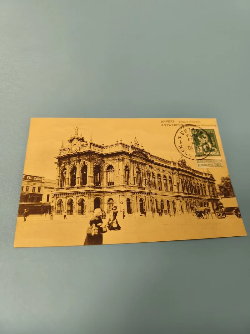 Carte postale ancienne CPA Anvers Théâtre Flamand architecture rétro timbre