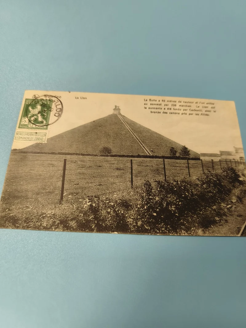 Carte postale ancienne CPA Lion de Waterloo Belgique timbre d?époque
