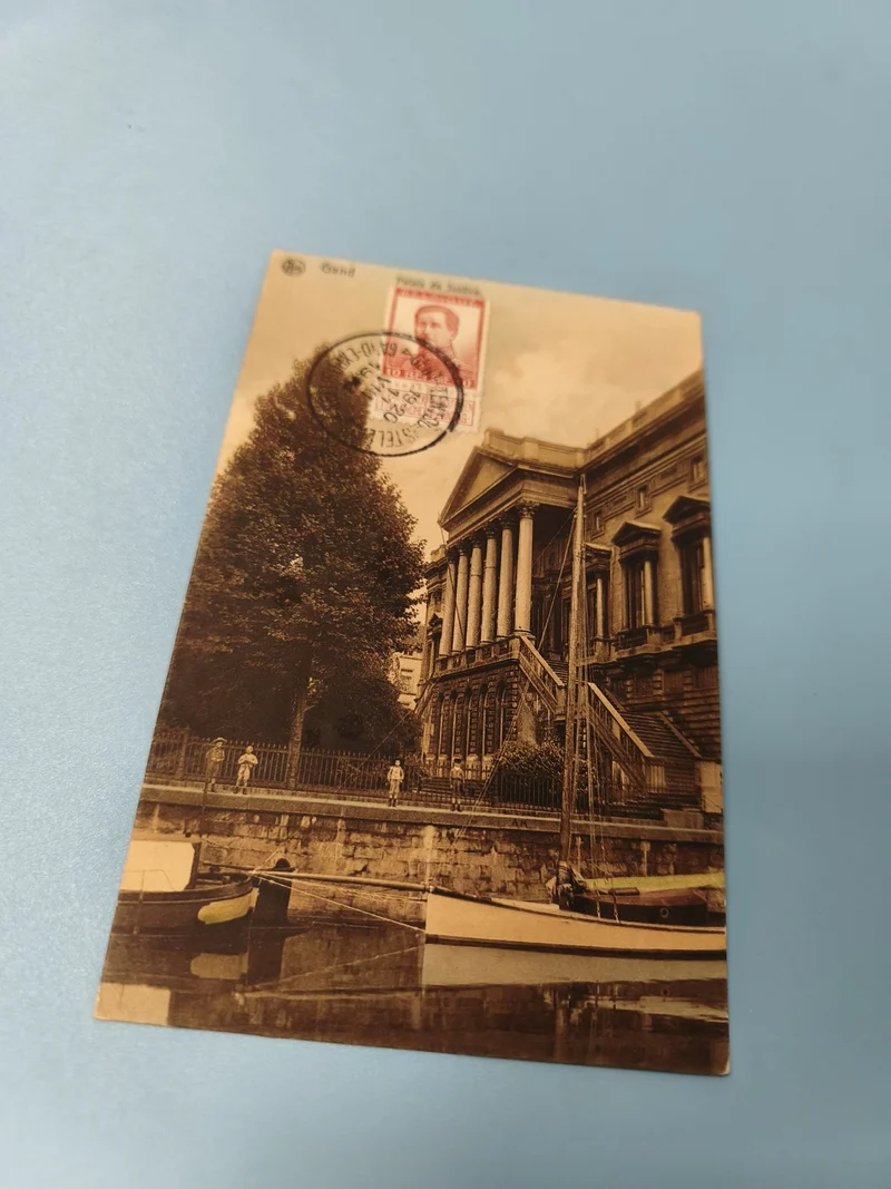 Carte postale ancienne CPA Gand Palais de Justice timbre oblitéré bateau