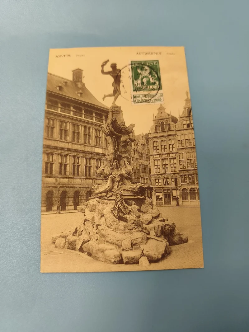 Carte postale ancienne CPA Anvers Antwerpen Place Fontaine timbre Belgique
