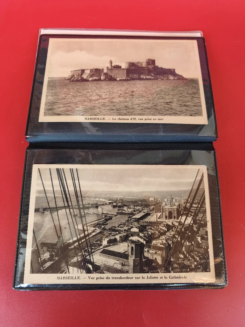 Lot 2 cartes postales anciennes Marseille Château d?If et transbordeur rétro