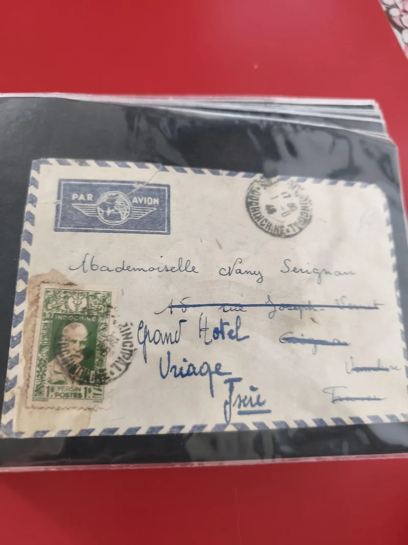 Ancienne enveloppe oblitérée Indochine Par Avion timbre Yersin philatélie