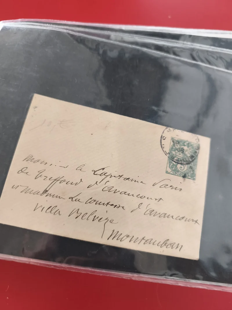 Ancienne enveloppe oblitérée philatélie France timbre vert écriture manuscrite