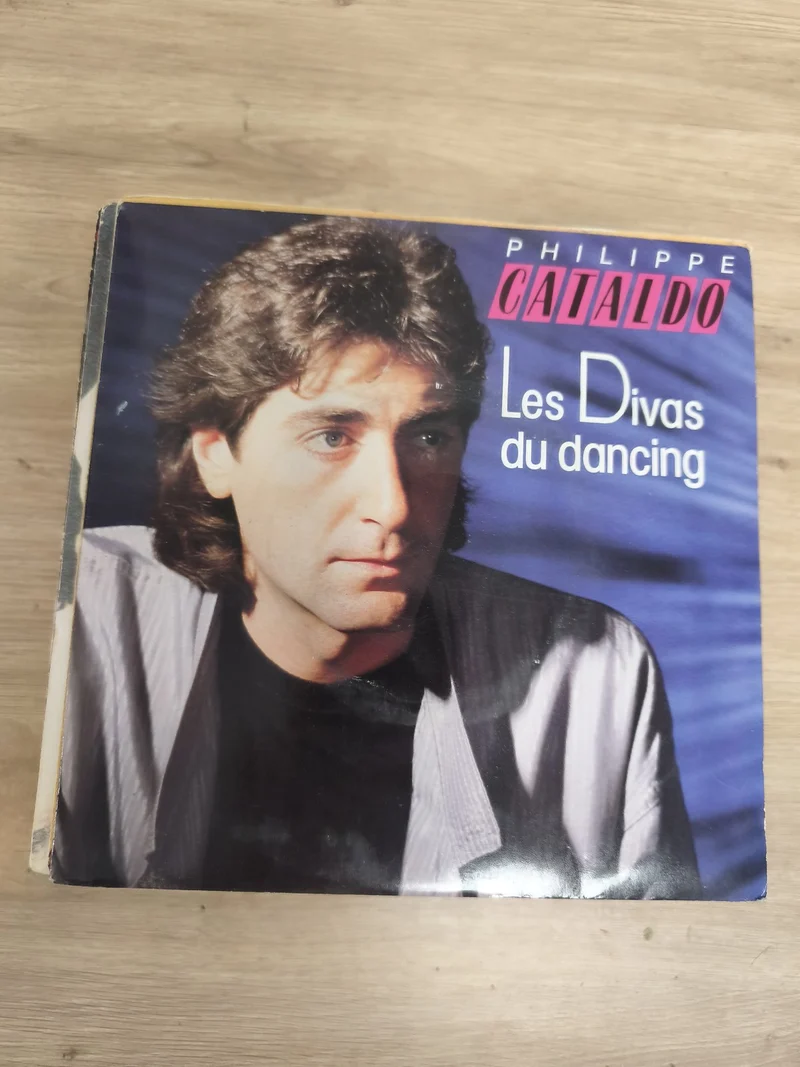 Vinyle 45T Philippe Cataldo Les Divas du Dancing pochette couleur bleu